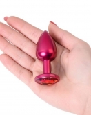 Metal Anal Plug, Metal, kırmızı, kırmızı kristalli, 7,2 cm, Ø2,8 cm, 50 g