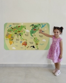 Eğitici Dünya Haritası Dünya Atlası Çocuk ve Bebek Odası Duvar Sticker-60x105-3773