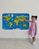 Eğitici Dünya Haritası Dünya Atlası Çocuk ve Bebek Odası Duvar Sticker-60x105-3774