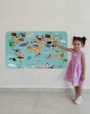 Eğitici Dünya Haritası Dünya Atlası Çocuk ve Bebek Odası Duvar Sticker-60x105-3775