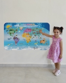 Eğitici Dünya Haritası Dünya Atlası Çocuk ve Bebek Odası Duvar Sticker-60x105-3779