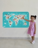 Eğitici Dünya Haritası Dünya Atlası Çocuk ve Bebek Odası Duvar Sticker-60x105-3785