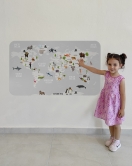 Eğitici Dünya Haritası Dünya Atlası Çocuk ve Bebek Odası Duvar Sticker-60x105-3790