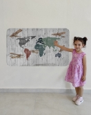 Eğitici Dünya Haritası Dünya Atlası Çocuk ve Bebek Odası Duvar Sticker -60x105-3804