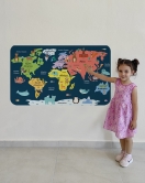 Eğitici Dünya Haritası Dünya Atlası Çocuk ve Bebek Odası Duvar Sticker -60x105-3810