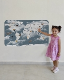 Eğitici Dünya Haritası Dünya Atlası Çocuk ve Bebek Odası Duvar Sticker -60x105-3818