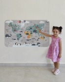 Eğitici Dünya Haritası Dünya Atlası Çocuk ve Bebek Odası Duvar Sticker -60x105-3821