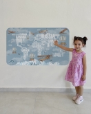 Ülke Adlı Eğitici Dünya Haritası Dünya Atlası Çocuk ve Bebek Odası Duvar Sticker -60x105-3822