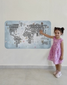 Ülke Adlı Eğitici Dünya Haritası Dünya Atlası Çocuk ve Bebek Odası Duvar Sticker -60x105-3823