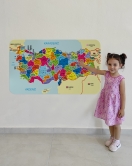 Türkçe Dünya ve Türkiye Haritası Ülke Bayraklı Çocuk ve Genç Odası Duvar Sticker-60x105-3882bayrak