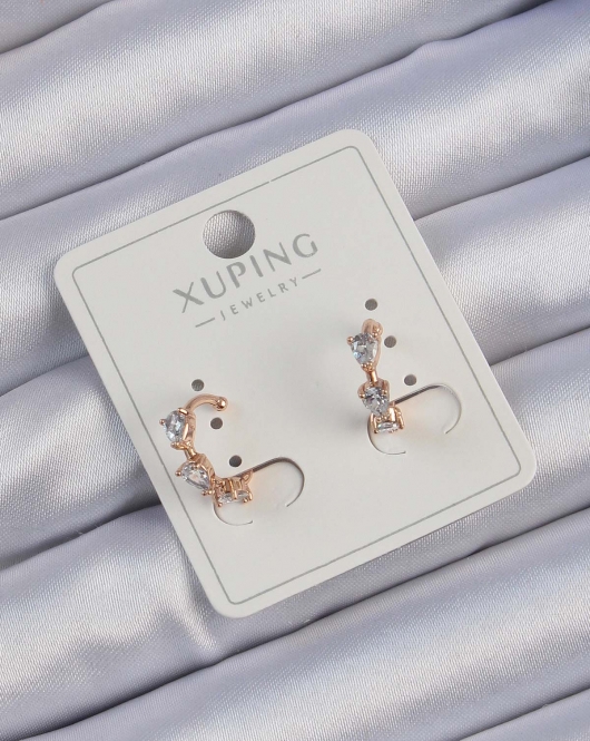 Xuping Rose Renk Damla Zirkon Taşlı Earcuff Küpe