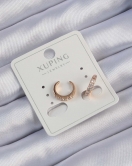 Xuping Rose Renk Zirkon Taşlı Ay Görünümlü Earcuff Küpe