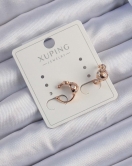 Xuping Rose Renk Zirkon Taşlı Bombeli Topçuk Earcuff Küpe