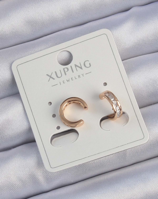 Xuping Rose Renk Zirkon Taş Kaplama Earcuff Küpe