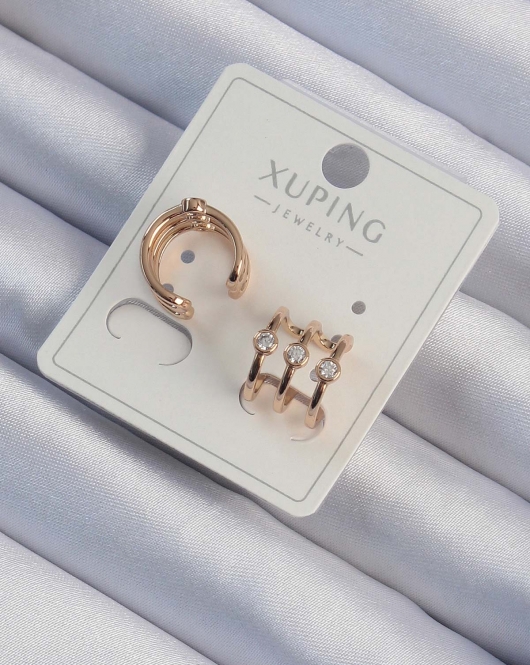 Xuping Rose Renk Zirkon Taşlı Earcuff Küpe