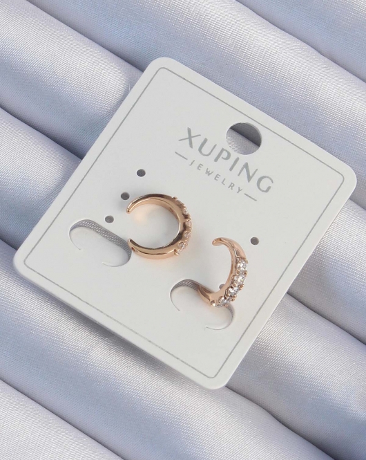 Xuping Rose Renk Zirkon Taşlı Ay Model Earcuff Küpe