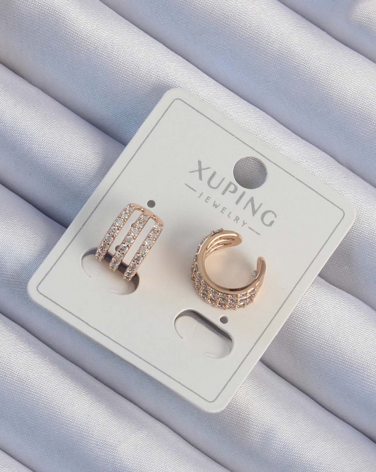 Xuping Rose Renk Zirkon Taş Kaplama Earcuff Küpe