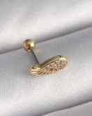 316L Çelik Gold Renk Zirkon Taşlı Kanat Tragus Piercing