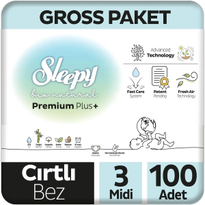 Sleepy Bio Natural Bebek Bezi Gross Paket 3 Beden 4-9 Kg 100 Adet