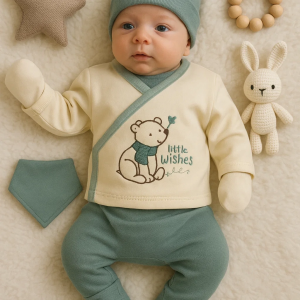 3 Ay Bebek Hastane Çıkışı Waffle Natural 5'li Erkek Yeşil