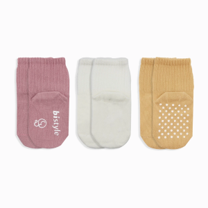 Bistyle Basic Kaymaz Penye Soket Çorap 3'Lü BS10106 Pudra Ekru Somon