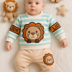 3-18 Ay Erkek Bebek Alt&Üst Takımı Aslan 2'li Yeşil