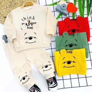 9-12-18-24 Ay Pohh Desenli Uzun Kollu Sweat 2li Kız Erkek Bebek Takımı