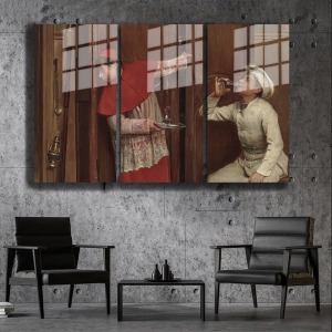 Ünlü Ressamlar ve Yapıtları Modern Yaşam Alanları İçin 3'lü Dikey Cam Tablo 676