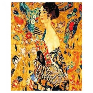  Gustav Klimt Genç Kadın Sayılarla Boyama Seti Kasnaklı  40 x 50