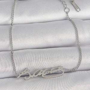 316L Çelik Gümüş Renk Atatürk İmza Model Kadın Bileklik