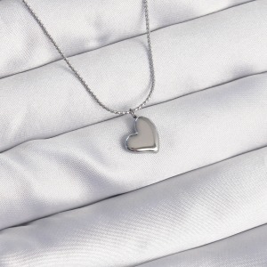 316L Çelik Gümüş Renk Minimal Kalp Tasarımlı Kolye