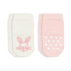 Bistyle Hayvan Figürlü Kaymaz Soket Çorap 2'Li BS10104 Pembe Ekru