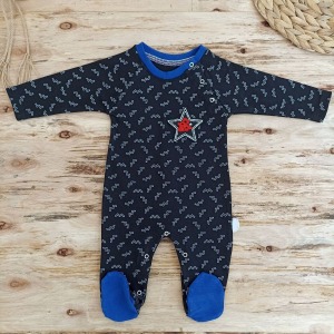 0-3 3-6 6-9 Ay Star Baby Baskılı Çıt Çıt Kapama Erkek Bebek Tulum