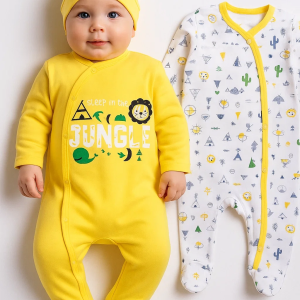3-6 Ay Jungle Erkek Bebek 4'lü Tulum Seti Sarı