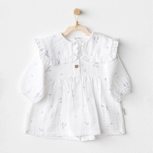 Andywawa Ac25585 Magical Butterfly Müslin Bebek Elbise White