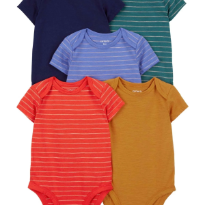 Carter's Layette Erkek Bebek 5'Li Kısa Kol Body 1Q934710 Karışık Renkli
