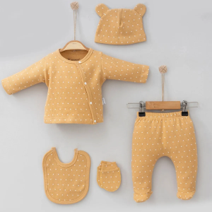 3 Ay Kız Bebek Puantiye Hastane Takımı Hardal