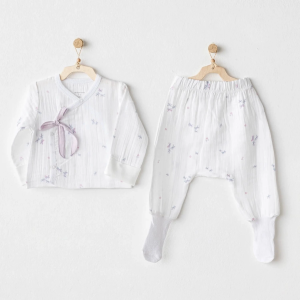 Andywawa Ac25584 Magical Butterfly Müslin 2'li Zıbın Takım White