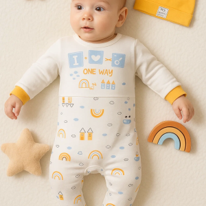 3-9 Ay Erkek Bebek Tulumu Araba Sarı 2'li Şapkalı Sarı