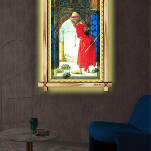 DÜNYACA ÜNLÜ KAPLUMBAĞA TERBİYECİSİ RUSTİK LEDLİ TABLO