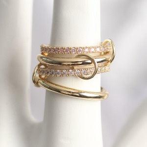 Pirinç Gold Renk Zirkon Taşlı 4'Lü Kadın Yüzük