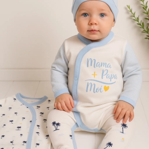 3-6 Ay Marin Kravuze Erkek Bebek 4'lü Tulum Seti Mavi