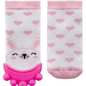 BabyJem Silikon Diş Kaşıyıcılı Havlu Bebek Çorap Pembe(1 Adet)