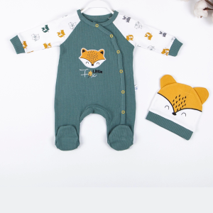 3-9 Ay Erkek Bebek Tulumu Little Fox Yeşil