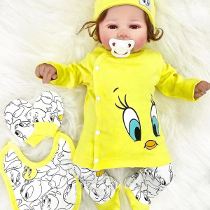 3 Ay Civciv Yenidoğan 5li Hastane Çıkışı Zıbın Seti Sarı