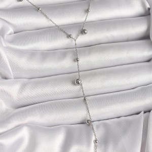 316L Çelik Gümüş Renk Topçuk Model Kadın Y Kolye