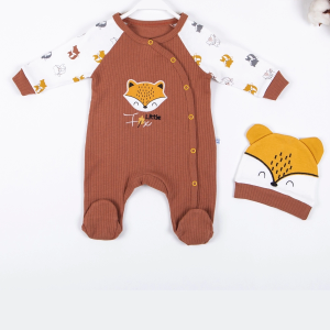 3-9 Ay Erkek Bebek Tulumu Little Fox Kahverengi