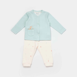 Bibaby Biorganic Sun Lets Sail Patikli Pantolon 57907 Ekru Mavi