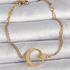 316L Çelik Gold Renk Ay Yıldız Model Kadın Bileklik