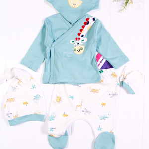 3 Ay Bebek Hastane Çıkışı Zürafa Nakışlı 5'li Erkek Yeşil